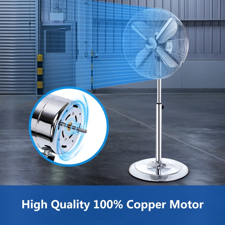 Aigostar - Golvfläkt 50W/230V 44,8 cm blank krom