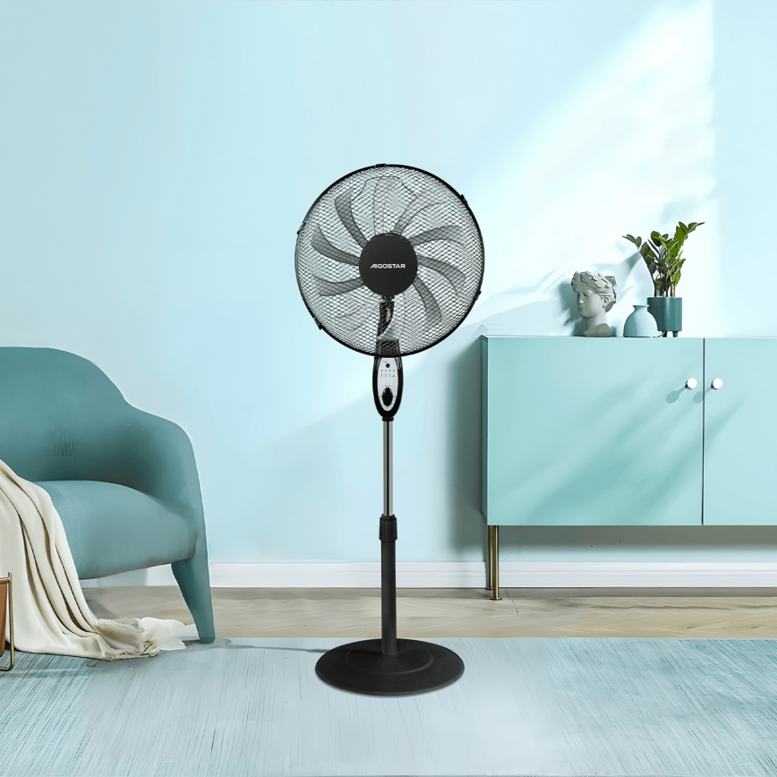 Aigostar - Golvfläkt 55W/230V 130 cm svart + fjärrkontroll