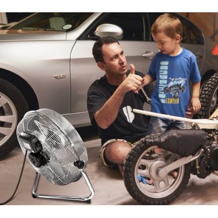 Aigostar - Golvfläkt 60W/230V 44,5 cm blank krom