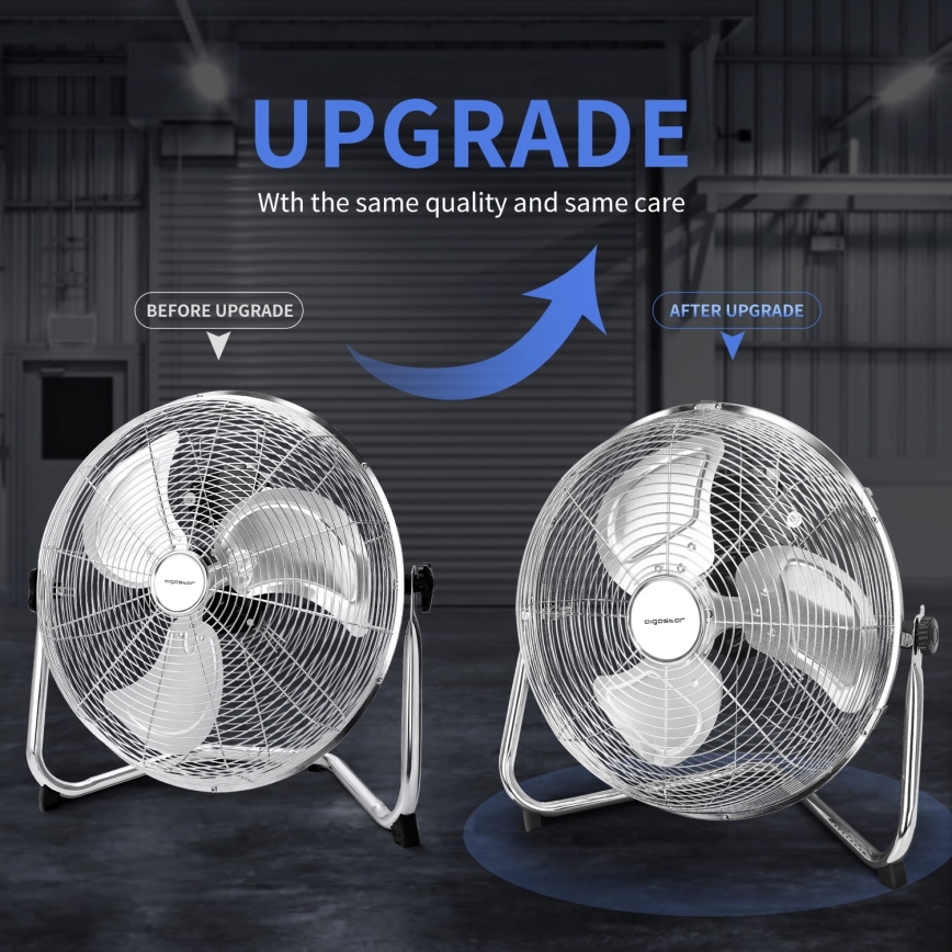 Aigostar - Golvfläkt 60W/230V 44,5 cm blank krom