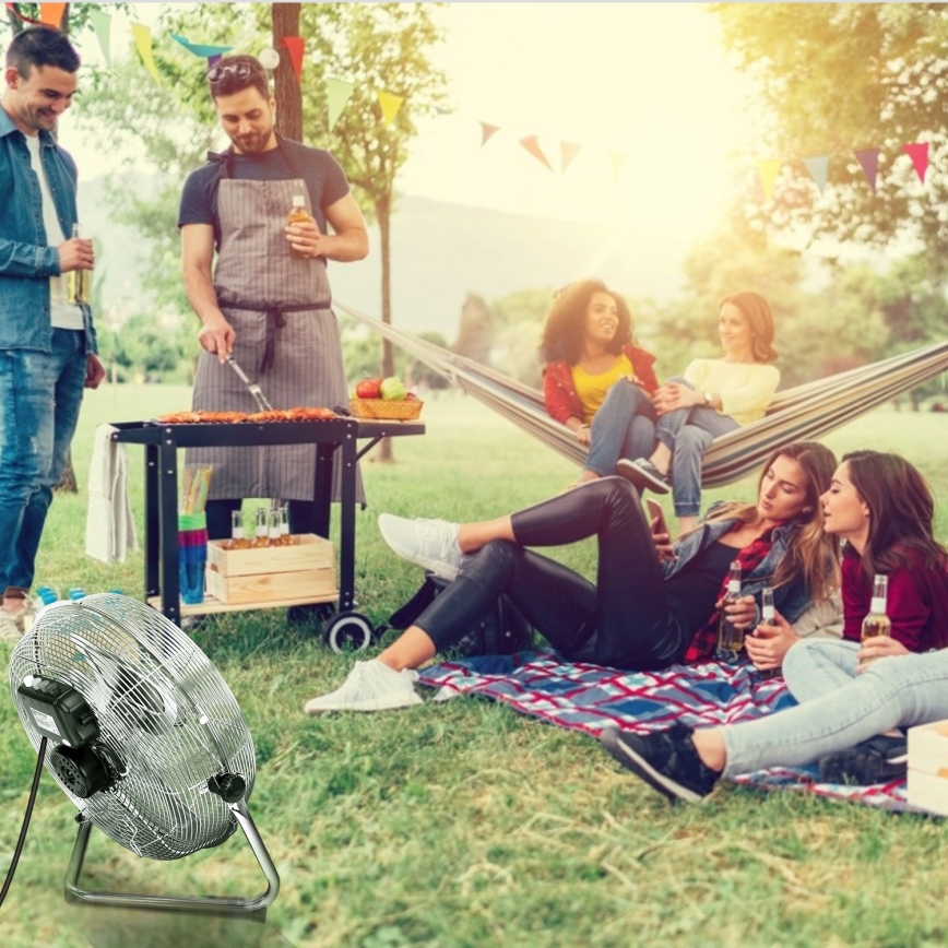 Aigostar - Golvfläkt 60W/230V 44,5 cm blank krom