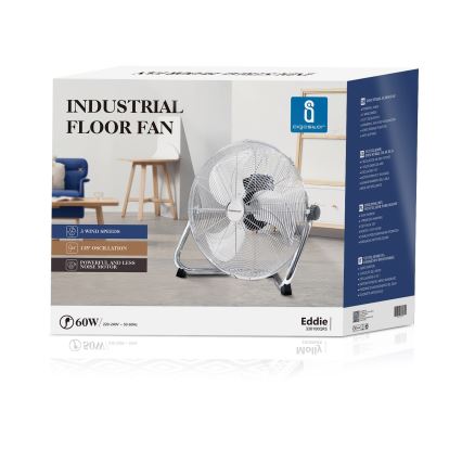 Aigostar - Golvfläkt 60W/230V 44,5 cm blank krom