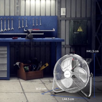 Aigostar - Golvfläkt 60W/230V 44,5 cm blank krom