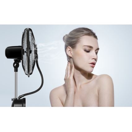 Aigostar - Golvfläkt med dimmseffekt 95W/230V svart/grå + fjärrkontroll