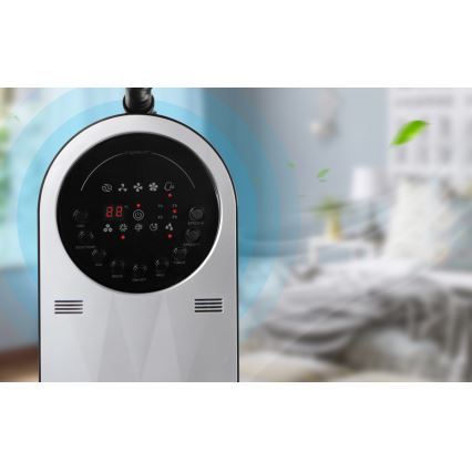 Aigostar - Golvfläkt med dimmseffekt 95W/230V svart/grå + fjärrkontroll