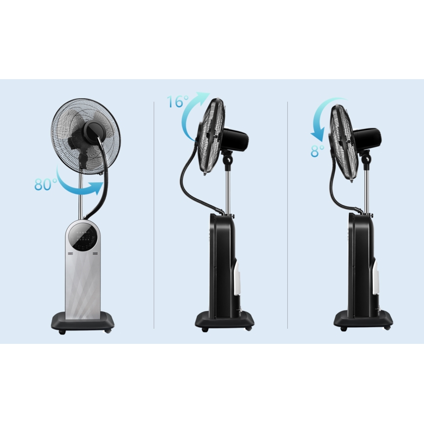 Aigostar - Golvfläkt med dimmseffekt 95W/230V svart/grå + fjärrkontroll