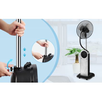 Aigostar - Golvfläkt med dimmseffekt 95W/230V svart/grå + fjärrkontroll