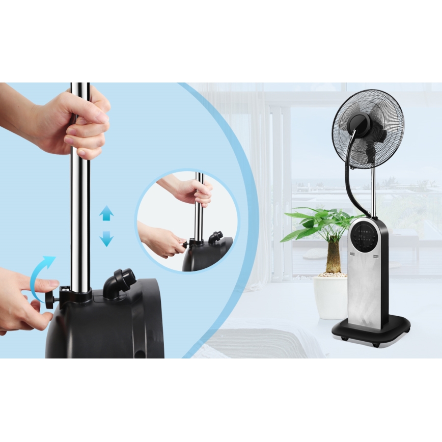 Aigostar - Golvfläkt med dimmseffekt 95W/230V svart/grå + fjärrkontroll