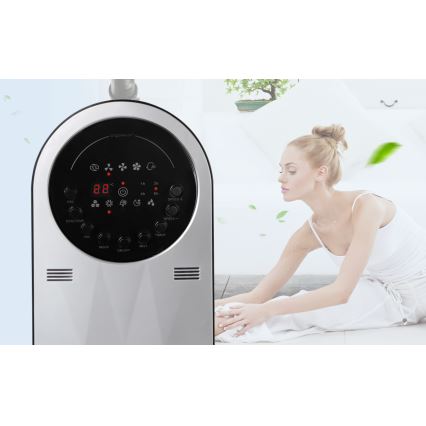 Aigostar - Golvfläkt med dimmseffekt 95W/230V svart/grå + fjärrkontroll