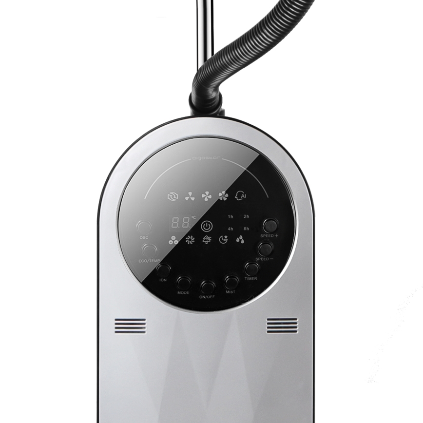 Aigostar - Golvfläkt med dimmseffekt 95W/230V svart/grå + fjärrkontroll