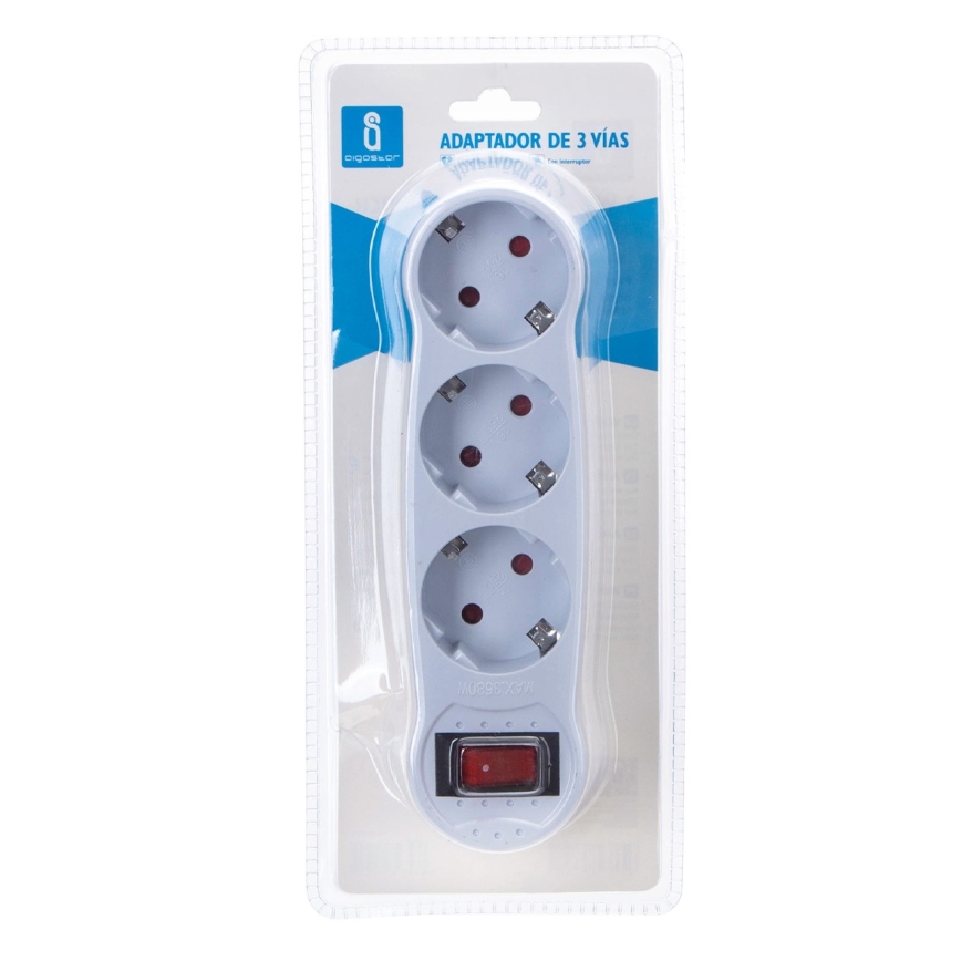 Aigostar - Grenuttag med strömbrytare 3x16A/230V SCHUKO