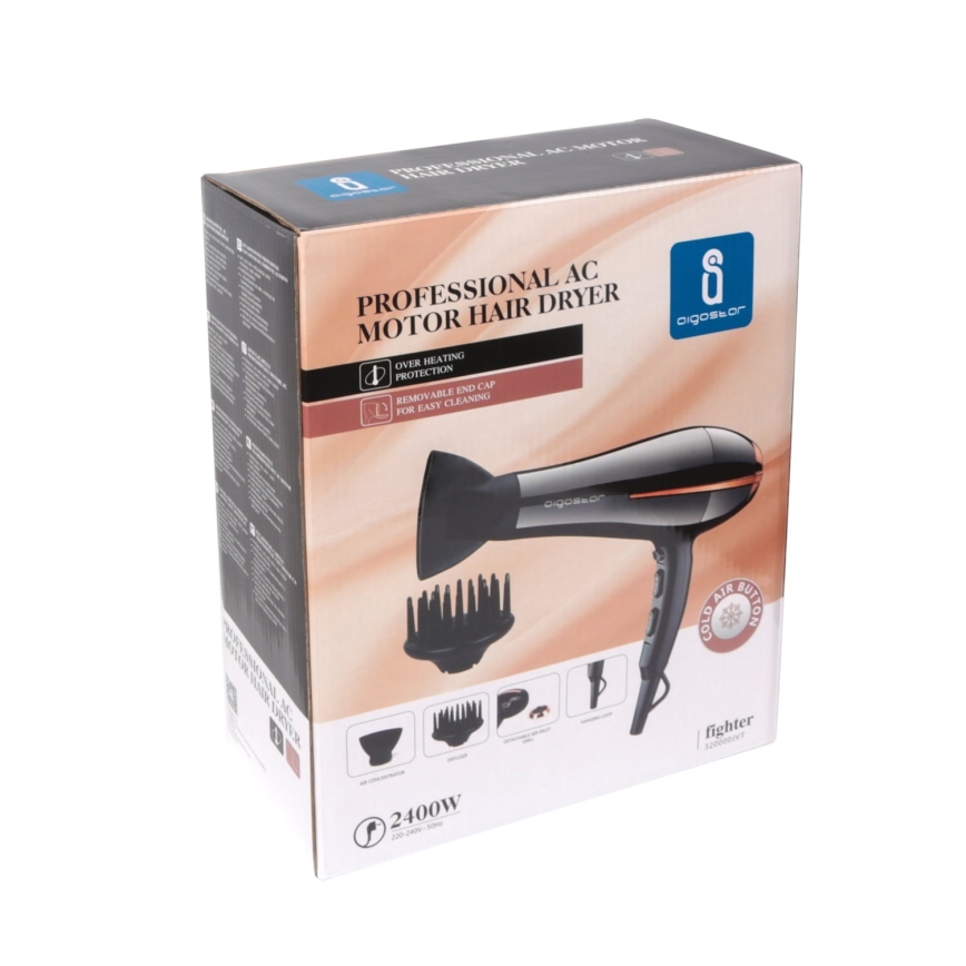 Aigostar - Hairdryer 2400W/230V svart/koppar
