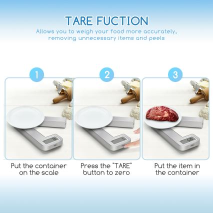 Aigostar - Hopfällbar köksvåg 5 kg matt krom