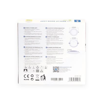 Aigostar - Infälld LED-armatur 18W/230V 3000K Ø 22,2 cm vit