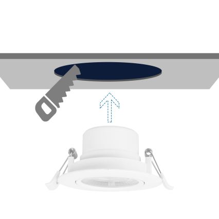 Aigostar - Infälld LED-armatur 5W, 230V, 3000K, Ø 8,5 cm, vit