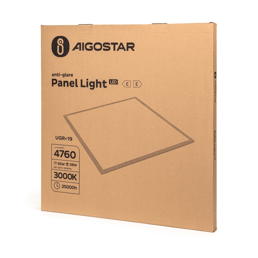 Aigostar - LED infälld takpanel 28W/230V, hög verkningsgrad, UGR19, 3000K, 59,5x59,5 cm
