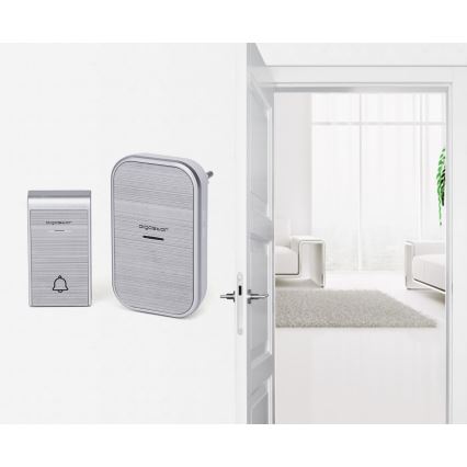 Aigostar - KIT 2x Plugin trådlös dörrklocka 230V/12V IP44 silver