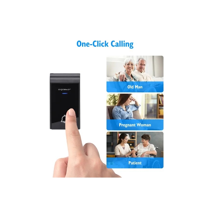 Aigostar - KIT 2x Plugin trådlös dörrklocka 230V/12V IP44 vit/svart