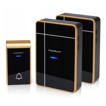 Aigostar - KIT 2x Trådlös dörrklocka 3xAA/12V IP44 svart