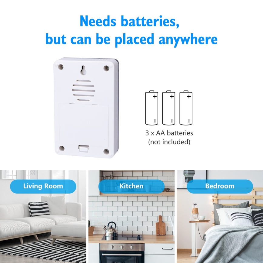 Aigostar - KIT 2x Trådlös dörrklocka 3xAA/12V IP44 silver