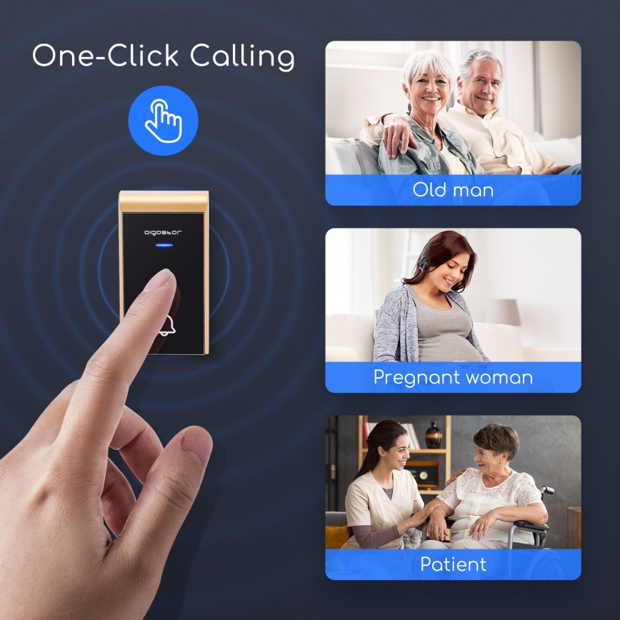 Aigostar - KIT 2x Trådlös dörrklocka 3xAA/12V IP44 svart