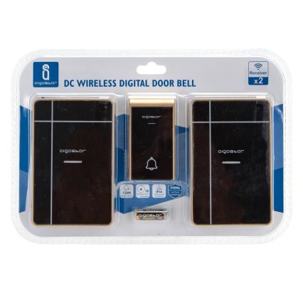 Aigostar - KIT 2x Trådlös dörrklocka 3xAA/12V IP44 svart