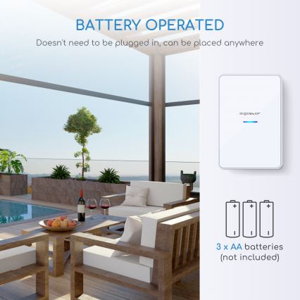 Aigostar - KIT 2x Trådlös dörrklocka 3xAA/12V IP44 vit