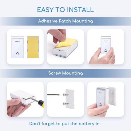 Aigostar - KIT 2x Trådlös dörrklocka 3xAA/12V IP44 vit