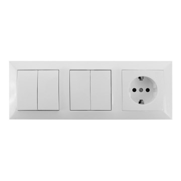 Aigostar - KIT 2x Väggbrytare för kontakt 2-knapp med uttag 1x16A/250V SCHUKO