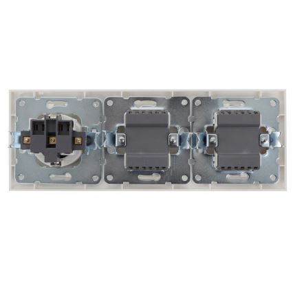 Aigostar - KIT 2x Väggbrytare för kontakt 2-knapp med uttag 1x16A/250V SCHUKO