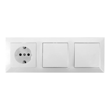 Aigostar - KIT 2x Väggbrytare för kontakt med uttag 1x16A/250V SCHUKO