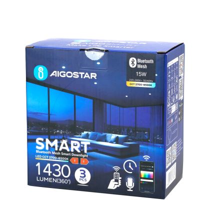 Aigostar - KIT 3x LED Dimbar infälld belysning MESH LED/15W/230V 2700K-6500K diameter 17cm