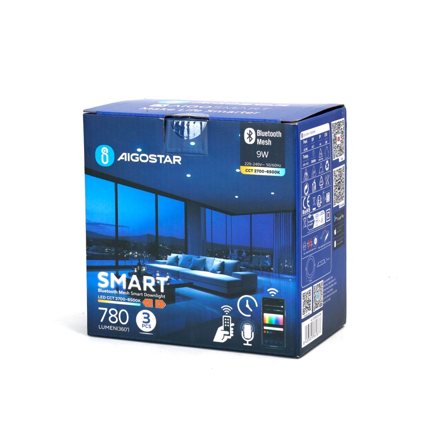 Aigostar - KIT 3x LED Dimbar infälld belysning MESH LED/9W/230V 2700K-6500K diameter 14,5 cm