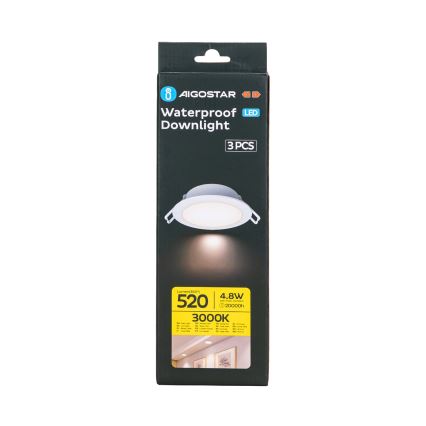 Aigostar - KIT 3x LED infälld lampa för utomhusbruk LED/4,8W/230V 3000K IP65 vit
