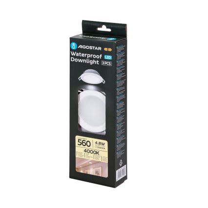 Aigostar - KIT 3x LED infälld lampa för utomhusbruk LED/4,8W/230V 4000K IP65 vit