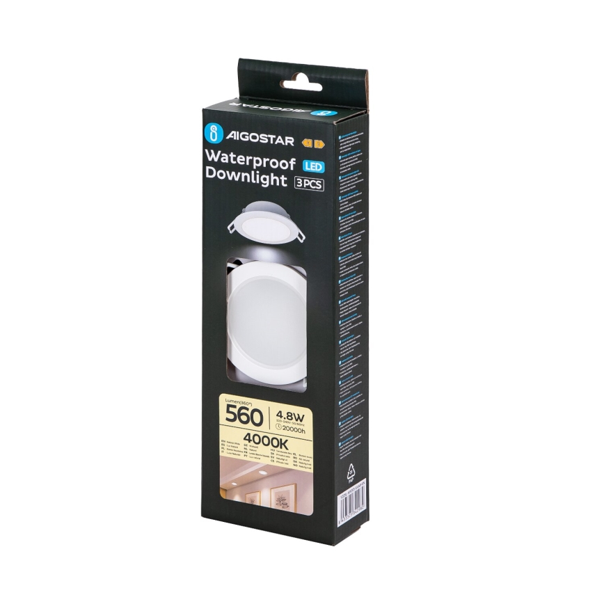 Aigostar - KIT 3x LED infälld lampa för utomhusbruk LED/4,8W/230V 4000K IP65 vit