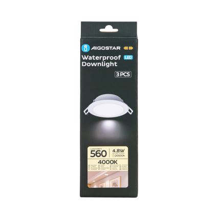 Aigostar - KIT 3x LED infälld lampa för utomhusbruk LED/4,8W/230V 4000K IP65 vit