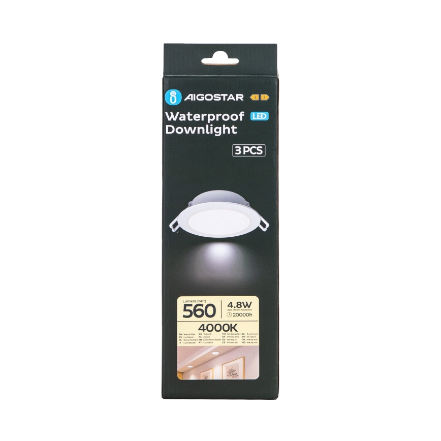 Aigostar - KIT 3x LED infälld lampa för utomhusbruk LED/4,8W/230V 4000K IP65 vit