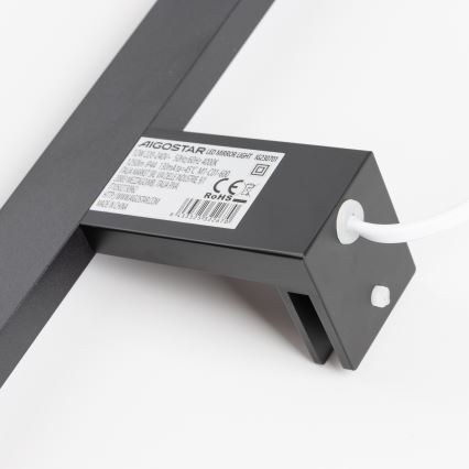 Aigostar - LED-belysning för badrumsspegel LED/12W/230V 4000K 60 cm IP44 svart