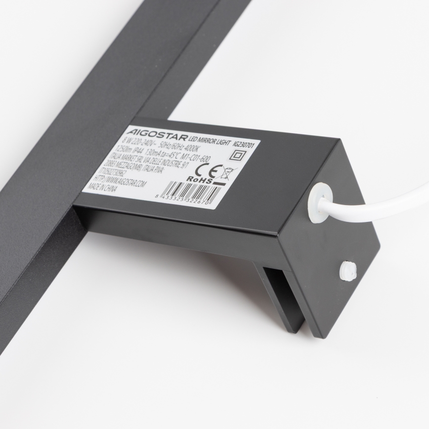 Aigostar - LED belysning för badrumsspegel LED/8W/230V 4000K 40 cm IP44 svart