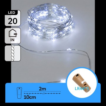 Aigostar - LED-dekorationskedja med flaskkork 20xLED/3xLR44 2m kallvit
