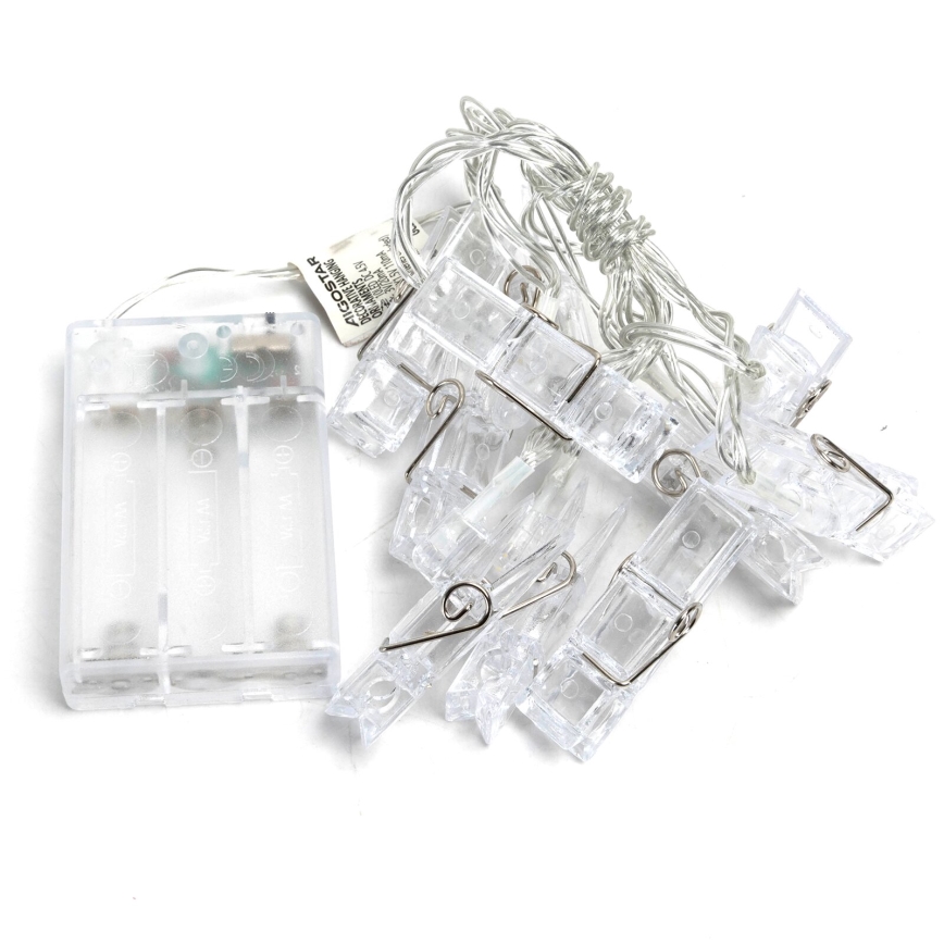 Aigostar - LED Dekorationskedja med klämmor 20xLED/3xAA 3,3m varmvit