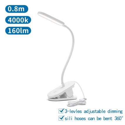 Aigostar - LED Dimbar bordslampa med klämma LED/2,5W/5V vit