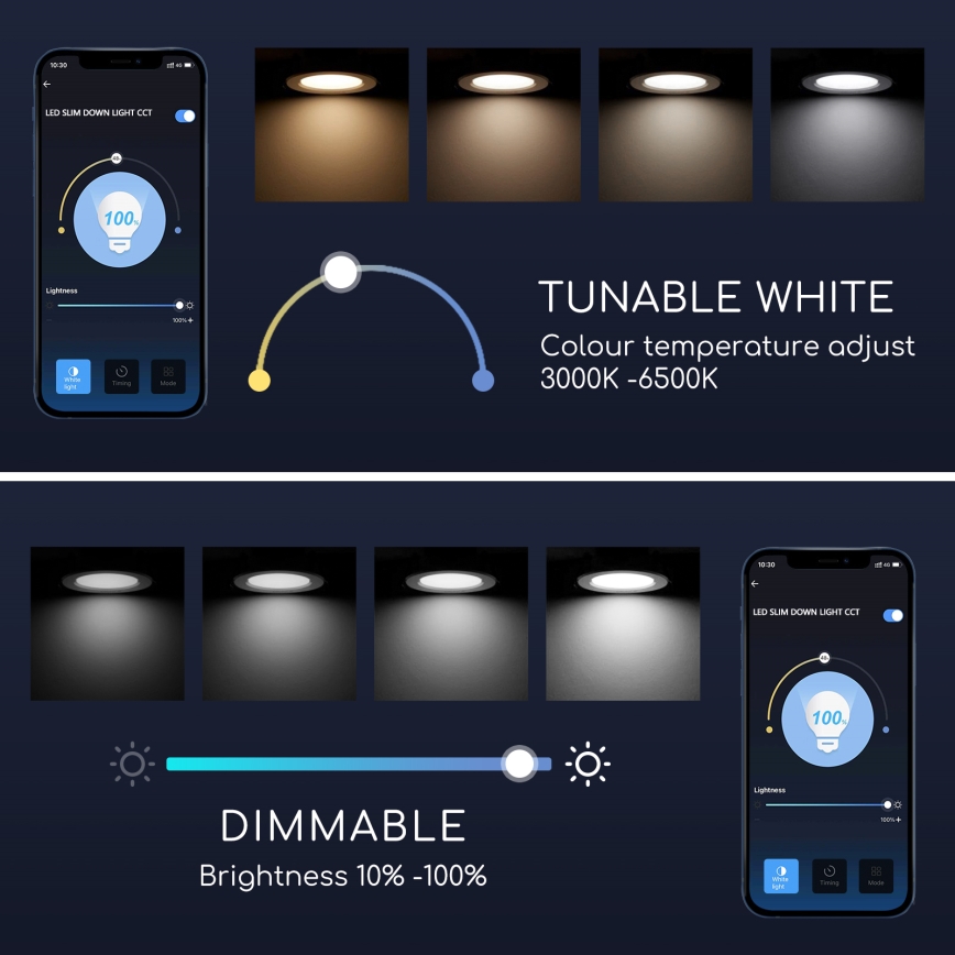 Aigostar - LED Dimbar infälld belysning LED/6W/230V d. 11,5 cm Wi-Fi