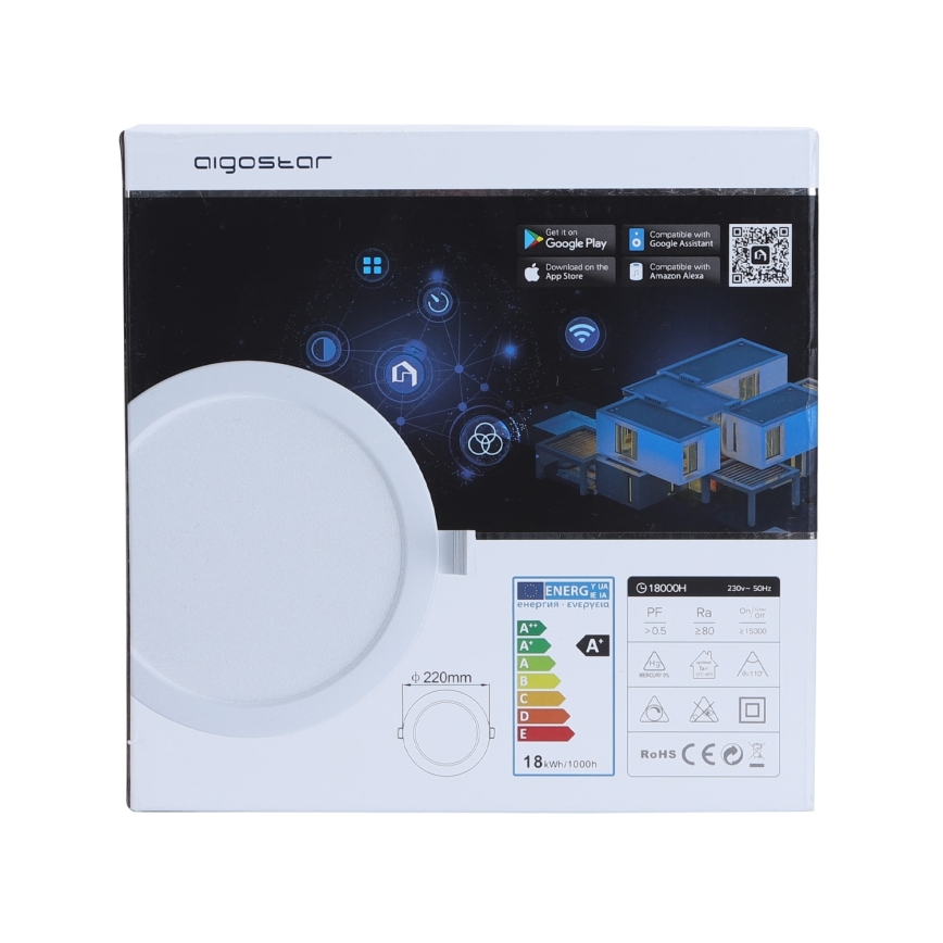 Aigostar - LED dimbar infälld taklampa 18W/230V Ø 22 cm Wi-Fi