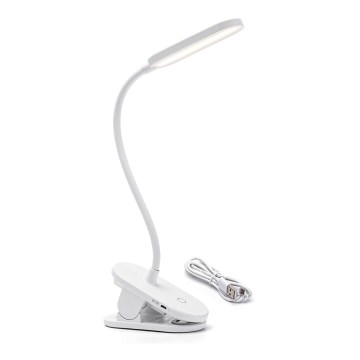 Aigostar - LED dimbar laddningsbar skrivbordslampa med klämma LED/2,5W/5V 1200mAh vit