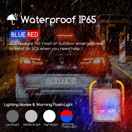 Aigostar - LED dimbar uppladdningsbar strålkastare LED/100W/5V 6500K IP65 15000 mAh