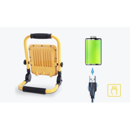 Aigostar - LED dimbar uppladdningsbar strålkastare LED/50W/5V 6500K IP65