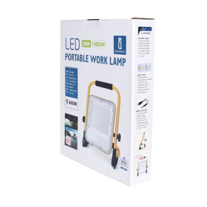 Aigostar - LED dimbar uppladdningsbar strålkastare LED/50W/5V 6500K IP65