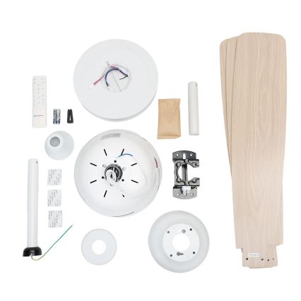 Aigostar - LED Dimbar takfläkt LED/20W/230V 2700-6500K 132cm vit/beige + fjärrkontroll